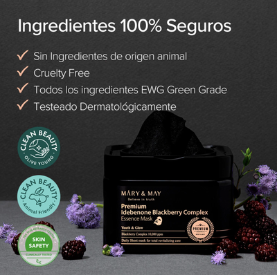 MARY&MAY IDEBENONE BLACKBERRY COMPLEX ESSENCE MASK ( 20 unidades )